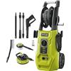 Ryobi RY140PWA-P Idropulitrice Premium 1800W 140 bar, Portata Massima di 420L/h, con Avvolgitubo e Lavapavimenti Inclusi, con Serbatoio Detergente da 0,9 L