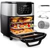 Princess Friggitrice ad Aria Forno Deluxe - 11 L - 1800 W - Schermo tattile digitale - 10 programmi preimpostati - Girapollo e cestello inclusi - Acciaio inossidabile - 182075