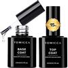 TOMICCA Base e Top Coat Semipermanente Set, 2 * 15ml Smalto Semipermanente per Unghie Soak Off Gel UV LED lunga durata Gel Polish