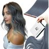 RUNATURE Extension Capelli Veri Biadesivo Azzurro Chiaro 40cm 10pcs 25g Adesive Extension Colore #Light Blue