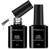 TOMICCA Base e Top coat Smalto Semipermanente per Unghie Gel,2 x 8ml Soak Off UV LED Gel Unghie Kit per Manicure