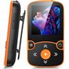 AGPTEK Lettore MP3 da 64 GB con clip, Bluetooth 5.3 senza perdita di suono con radio FM, registratore vocale per corsa sportiva, supporta schede TF fino a 128 GB, arancione