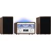 Auna Radio Portatile, Radio DAB con Bluetooth e Lettore CD, Radio FM/DAB/DAB+ Digitale, Sistema Stereo AUX, Micro Stereo Rimovibile da 25W, Display LCD, USB, MP3 e Streaming, Radio Vintage in Legno