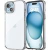 Jupitrix Cover for iPhone 15 6,1 Pollici, Custodia Trasparente Anti Ingiallimento Case Protezione Militare-Grade Antiurto Flessibile Bumper TPU Anti Graffio Antishock Sottile PMMA Retro Duro