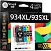 Smart Ink Cartucce Compatibili per HP 934 XL 934XL (BK/C/M/Y 4 Combo Pack) per la ricarica delle stampanti Officejet 6220 6812 6815 6820 Officejet Pro 6830 6835 6230