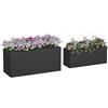 Outsunny Set da 2 Vasi da Giardino Rettangolari, Vasi per Piante e Fiori Impilabili da Esterno e Interno, Nero