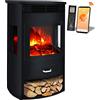 KESSER® Prio Camino elettrico con stufa, termoventilatore, telecomando 950/1900 W caminetto elettrico, effetto fiamma LED Caminetto elettrico