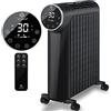 KESSER® Radiatore a olio 2500W Riscaldatore elettrico Stufa Termosifone a risparmio energetico con display - WiFi app e telecomando Touchscreen - Radiatore a olio mobile Timer 24h, Nero