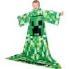 MINECRAFT Coperte da Indossare - Coperta Poncho Oversize con Cappuccio per Bambini e Ragazzi Taglia Unica Gadget (Verde)