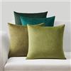 Topfinel 4 Pezzi Copricuscini Divano 40x40 Decorativo Casa Giallo Velluto Copricuscini per Cucina Sedia Soggiorno Letto Giardino Camera da letto Copricuscini Serie Moderna Verde