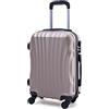 R.Leone Valigia Trolley Bagaglio a mano Rigido Ultraleggero in ABS 4 Ruote Autonome (Oro, 2037 Valigia 55x40x20cm)