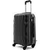 R.Leone Valigia Trolley Bagaglio a mano Rigido Ultraleggero in ABS 4 Ruote Autonome (Grigio, 2037 Valigia 55x40x20cm)