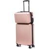 R.Leone Valigia Ryanair 55x40x20 cm + 40x20x25 cm Set 2 Pezzi Trolley Bagaglio a mano 4 Ruote e Beauty Case in ABS 2208 (Rose Gold, Set 2 Pezzi S+XS)