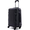 R.Leone Valigia da 1 Fino a Set 4 Trolley Rigido grande, medio, bagaglio a mano e beauty case 4 ruote in ABS 2037 (Nero, S Bagaglio a mano)
