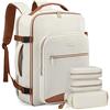 LOVEVOOK Zaino da Viaggio Grande da Donna, 40L Grande Zaini Aereo Bagaglio a Mano Trolley Valigia Borsa Zaino Porta PC 17 Pollici, Impermeabile Cabin Max per Ryanair Easyjet Bianco