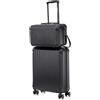 R.Leone Valigia Ryanair 55x40x20 cm + 40x20x25 cm Set 2 Pezzi Trolley Bagaglio a mano 4 Ruote e Beauty Case in ABS 2208 (Nero, Set 2 Pezzi S+XS)