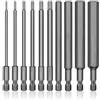 Rebanky 10 PCS Inserti Lunghi per Avvitatore 100mm Testa Esagonale Inserti Avvitatore da 1/4 Set Bit Avvitatore Magnetico H1,5-H12 Punte Magnetico per Cacciavite per Trapano Elettrico e Riparazioni