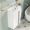 BRIDGE BENO Mobile Lavabo 40 cm in ceramica - Set compatto con lavabo per piccoli bagni e camera degli ospiti, mobile galleggiante da parete con porta (bianco opaco)