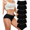 FINETOO Mutande Donna Cotone Slip Cotone Cintura Sportiva Culotte Donna Intimo a Vita Bassa Sportivo Culotte Pacco da 6 (L)