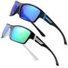 KeliSphere Occhiali da sole polarizzati sportivi per uomo e donna, protezione UV, ciclismo, corsa, Confezione da 2 nero/blu+nero e bianco/verde, 138mm