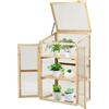 COSTWAY Mini Serra da Giardino a 3 Ripiani in Legno, Serra da Esterno e Interno per Piante e Orto con Coperchio e Ante Apribili, Mini Serra da Giardino e Balcone, 60 x 45 x 100 cm