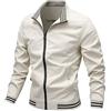 Coo2Sot Giacca Leggero Uomo Giubbotto Casual con Colletto alla Coreana Autunno e Inverno Giacca per Uomo Ragazzo Primavera Autunno (Beige, L)