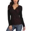 MISS MOLY Canotta Donna Camicetta Senza Maniche in Pizzo con Scollo a V (Rosso - Manica Lunga, X-Small(IT 38/40))