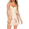 Lovasy Sottoveste Sexy in Seta Spalline Regolabili Camicia da Notte in Raso Donne Babydoll Vestaglia con Scollo a V Ladies Nightwear, Peacock Blue, L