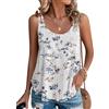 DUOEASE Canotta Donna Estive, Top Spaghetti Estivo Senza Maniche, Canottiera Donna Elegante(Bianco Floreale S)