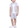 LOLANTA 4PZ Completo Cerimonia Bambino, Abito Bimbo Estivo con Gilet Pantalone Camicia e Papillon, 4-5 Anni, Grigio, Tag 110