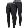 AMZSPORT Confezione da 2 Pantaloni a Compressione Uomo, Lunghi e Traspiranti, Leggings Sportivi per Corsa, Allenamento, Fitness, Ciclismo, Basket e Palestra Nero Classico XL