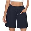 Demegimi Pantaloncini Sportivi Donna Estivi Pantaloni Corti Donna con Tasche Shorts Palestra Donna in Cotone a Vita Alta per Jogging Sport Yoga e Fitness