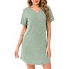 Lovasy Camicia da Notte Donna Sexy Camicia da Notte a Maniche Corte in Maglia a Coste Sottoveste Leggero con Scollo a V Morbido Pigiama Corto Vestaglie per Casa e Casuale,A Rosso,M