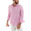 Giosal Camicia Uomo Colletto Melangiata Lino Sartoriale (XL, Rosa)