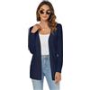 Famrrifuu Cardigan Donna Lungo Cotone Leggero Maniche Lunghe Giacca Elegante Estivo Cardigan in Maglia,Blu,XL