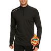 AMZSPORT Maglia Termica a Maniche Lunghe da Uomo con Mezza Zip e Collo Alto, Felpata e Calda per Corsa Escursionismo Palestra Casual, Nero, L