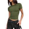 Zeagoo Maglietta da Donna Manica Corta Elegante Estiva T-Shirt Casual Tinta Unita Crop Tops Slim Fit Camicia con Girocollo Blu Navy XL