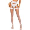 RSLOVE Calze a rete da donna, con reggicalze in pizzo, bianco, Etichettalia unica