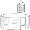 PawHut Recinto per Cani a 8 Pannelli Modulabili con Cinturino, Box per Cani Taglia Piccola e Media Pieghevole con Porta in Acciaio, Altezza 80 cm, Argento