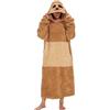 chuangminghangqi Coperta Indossabile con Maniche Felpe Gigante Coperta Pile con Tasca Frontale e Cappuccio TV Felpa Plaid Animale Divano Pigiama da Festa Donna Uomo Invernale Peluche Costume Carnevale (Bradipo)