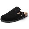 JOMIX Sabot Donna Eleganti Eco-Pelle Scamosciata Ciabatte Casa Sughero Punta Chiusa Zoccoli Invernali Pantofole Estive Comode MD8674-1 (Nero, 41)