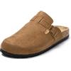 JOMIX Sabot Uomo Eleganti Eco-Pelle Scamosciata Ciabatte Casa Sughero Punta Chiusa Zoccoli Invernali Pantofole Estive Comode MU8676-8 (Marrone, 40)