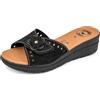 JOMIX Ciabatte Donna Estive Anatomiche Pantofole Zeppa Eleganti a Strappo Regolabile Comode da Casa Mare Spiaggia Piscina Made in Italy TD2011 (Nero, 38)