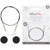 KnitPro - KnitPro Acciaio Inox Nero/Oro Cavo Fisso Intercambiabile per Ago da 100cm con Cappucci Terminali e Chiave Cavo - 1 Set