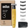 Braun Series XT3, Rasoio Elettrico Barba Tutto-In-Uno, +7 Strumenti Di Styling, Regolabarba Uomo Braun, Lama Affilata 4D Flex, Regola, Rade E Rifinisce, Viso, XT3205, Giallo