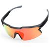 UVTQSSP TR90, occhiali sportivi da ciclismo da uomo e donna, protezione UV400, occhiali da sole sportivi, visione HD, ultra leggeri, per mountain bike, bici da corsa, ciclismo, corsa, montatura nera