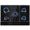 KLARSTEIN Ignito - Piano Cottura a Gas, Piastra da Incasso, Bruciatore Sabaf, Gas Naturale/Gas Propano, Valvole di Sicurezza, Spegnimento Automatico, Acciaio Inox, 5 Fuochi, 75 cm, Nero