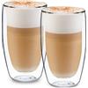 GLASWERK Bicchieri di Design - Bicchieri Termici di Alta Qualità, per Latte Macchiato, Caffé, Espresso, Tè, in Vetro Borosilicato a Doppia Parete, Lavabili in Lavastoviglie, 2 x 430ml