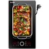 Cooksir Piano Cottura a Induzione 2 Fuochi con Spina, Piano Cottura Induzione 30cm, Piano Cottura Elettrico a 2 Zone Da Incasso, Controllo Touch con Cursore Circolare, Zona Combinata per Barbecue