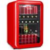 KLARSTEIN Frigorifero PopLife Mini Bar, Frigorifero retrò, 0-10°C, Solo 39 Db, 115 L, Ecologico, Porta a Doppio Vetro, Design retrò, Rosso